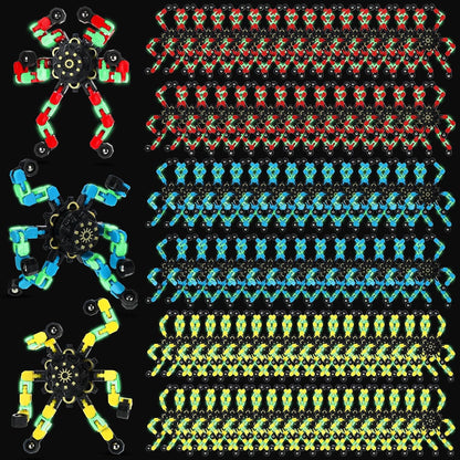 100 Pcs Funny Sensory Fidget Toy Bulk Transformable Chain Robot Finger Toys Fidget Spinners Stress
