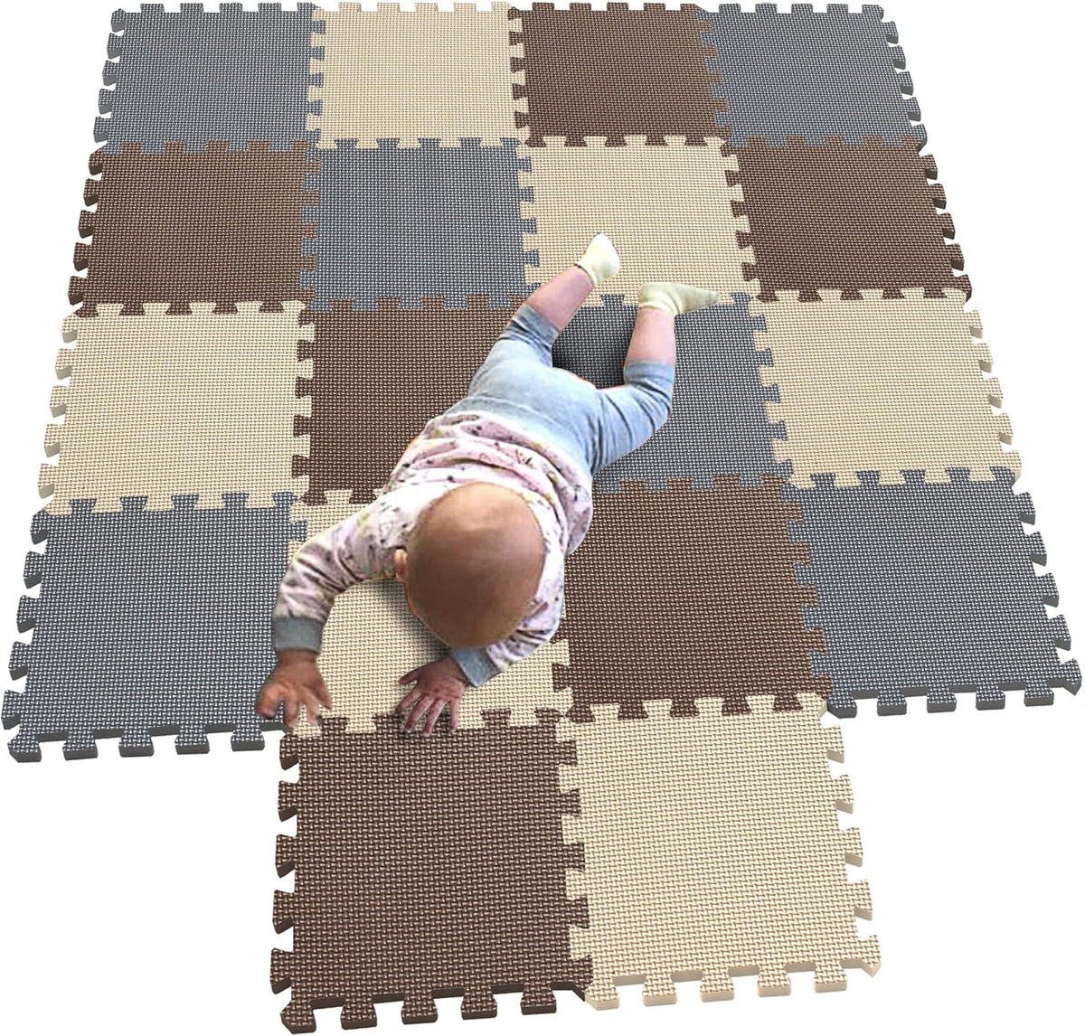MQIAOHAM® 18 Pieces Puzzle Play Mats, Soft Baby Play Mat, Kids Interlocking Foam Floor Tiles