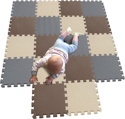 MQIAOHAM® 18 Pieces Puzzle Play Mats, Soft Baby Play Mat, Kids Interlocking Foam Floor Tiles