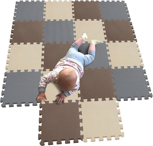 MQIAOHAM® 18 Pieces Puzzle Play Mats, Soft Baby Play Mat, Kids Interlocking Foam Floor Tiles