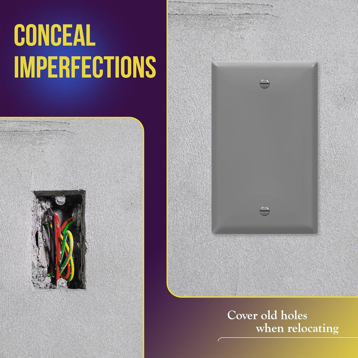 ENERLITES 8801-GR Blank Cover Wall Plate, Size 1-Gang 4.50" x 2.76", Polycarbonate Thermoplastic
