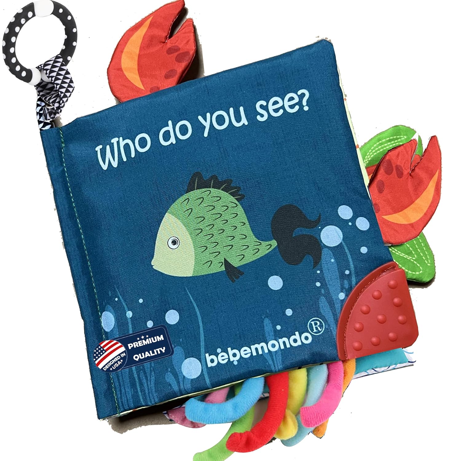 Fish Baby Book 0-6 Months,Touch Feel Cloth Crinkle Books for Babies,Infant Baby Toys 6-12