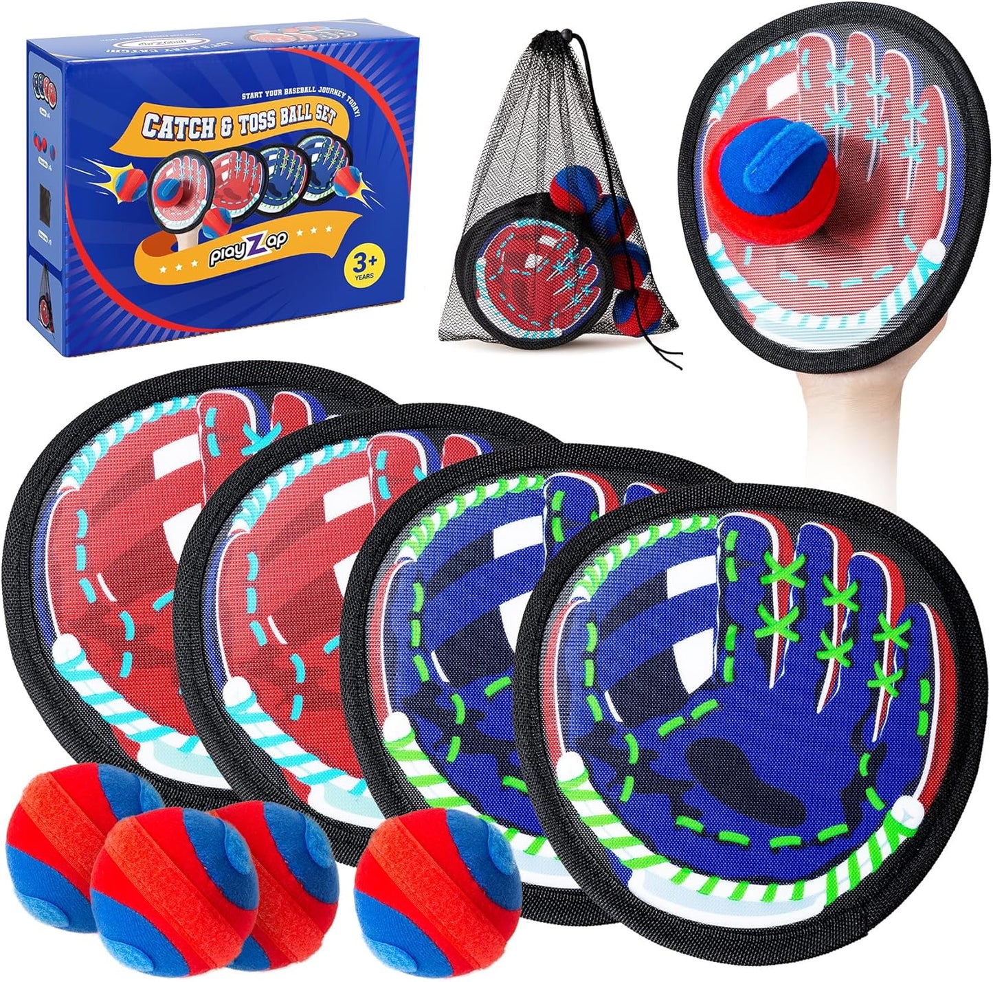 Toss and Catch Ball Set - Ultra Soft & Safe Toddler Baseball Gloves Designed for Pain-Free - Kids