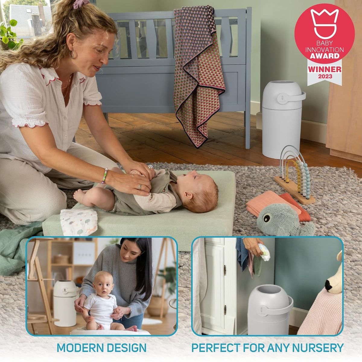 L.A. Baby Magic Diaper Pail - Patented 100% Odor-Free System with Child-Safe Lock - Award-Winning
