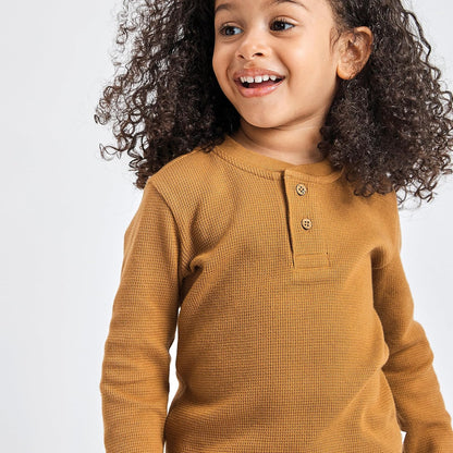 HonestBaby 5-pack Waffle Henley Long Sleeve Shirts 100% Organic Cotton for Infant Baby and Toddler