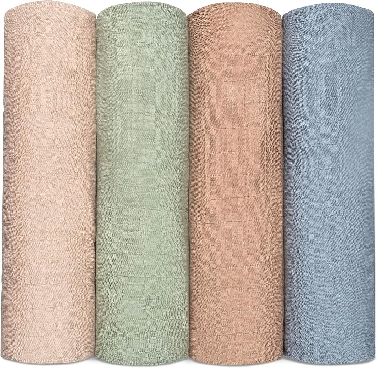 Comfy Cubs Muslin Swaddle Blankets Pack of 4, 47 x 47 Inches, Soft Cotton Baby Blanket Set, Large