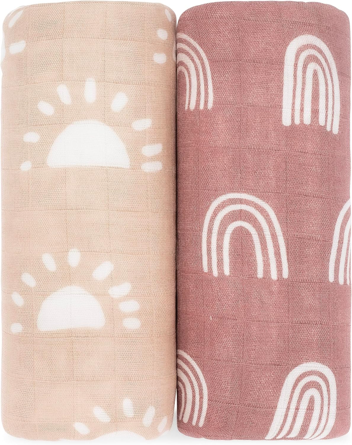 Comfy Cubs Muslin Swaddle Blankets Pack of 2 - 47 x 47 Inch Soft Cotton Baby Blanket Set, Large