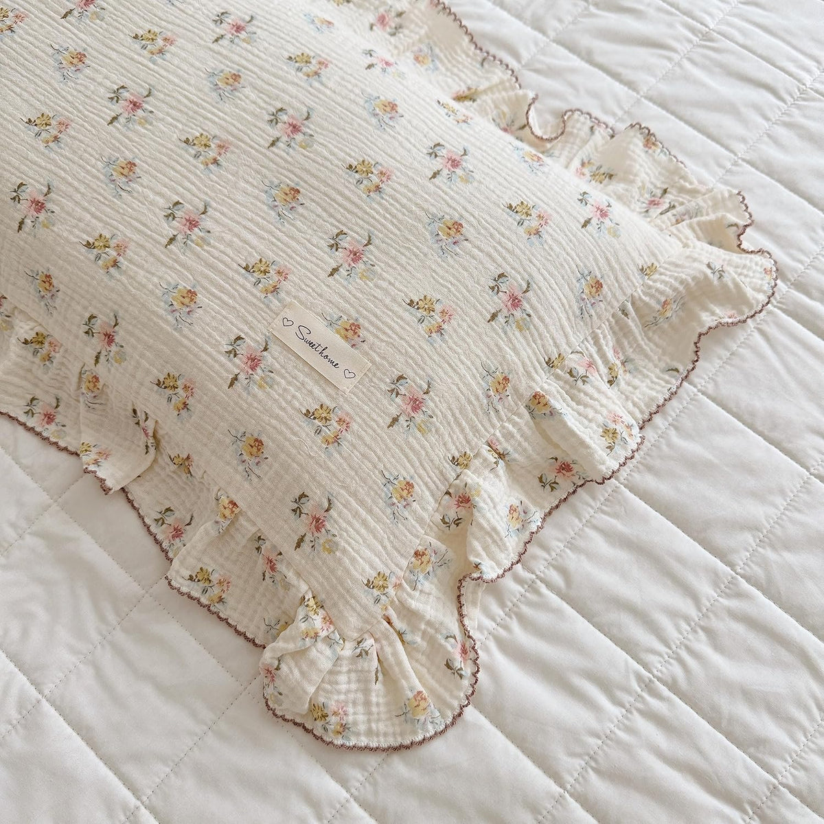 BuLuTu Cotton Muslin Kids Toddler Pillowcase with Cute Azalea Flowers Pattern Super Soft Crib