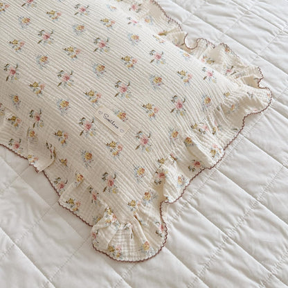 BuLuTu Cotton Muslin Kids Toddler Pillowcase with Cute Azalea Flowers Pattern Super Soft Crib