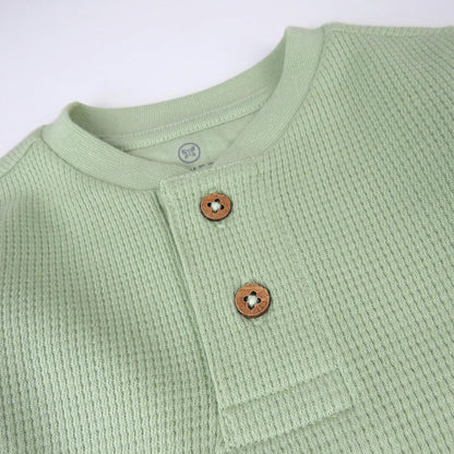 HonestBaby 5-pack Waffle Henley Long Sleeve Shirts 100% Organic Cotton for Infant Baby and Toddler