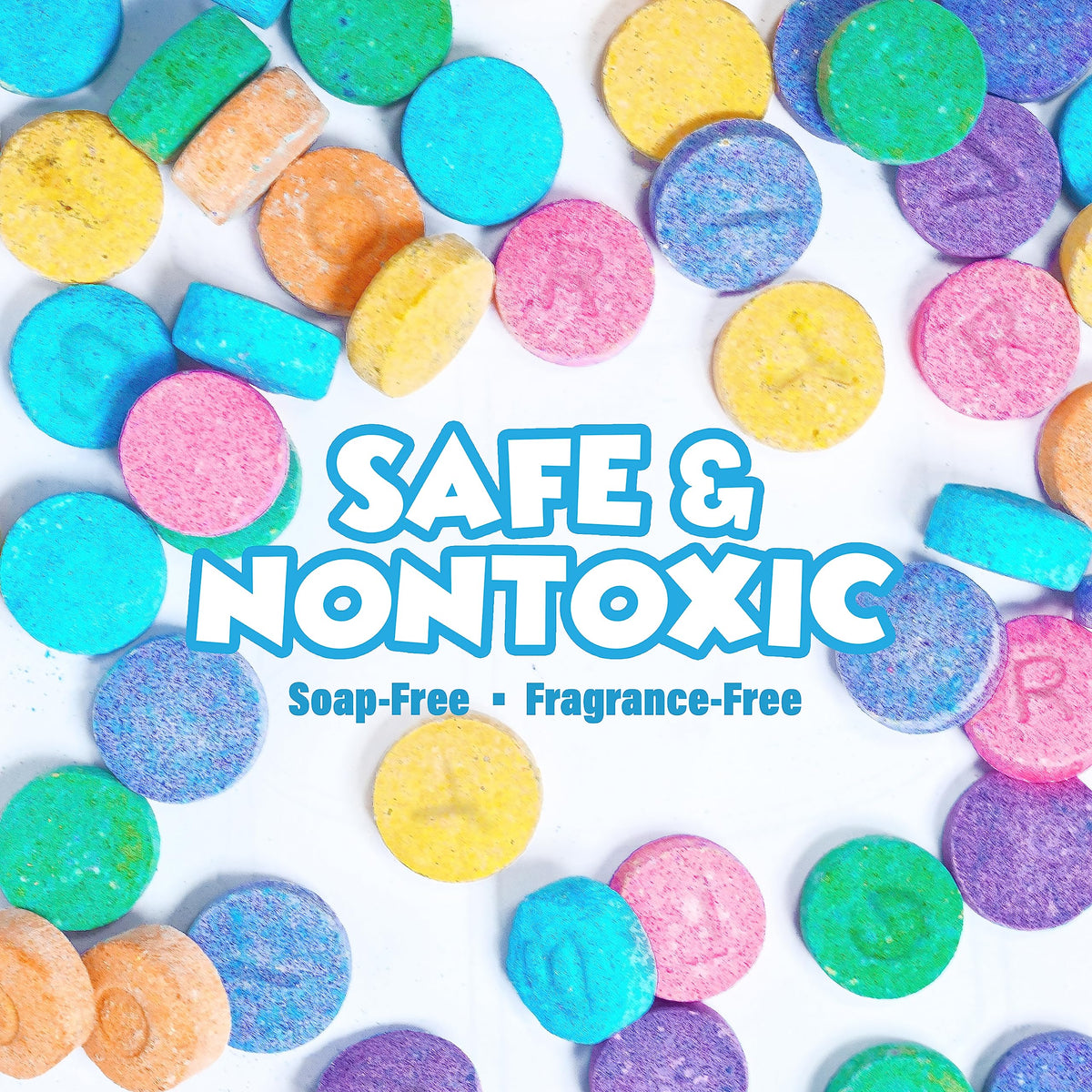 Tub Works® Bath Color Fizzies, 150 Count | Nontoxic & Fragrance-Free | Fizzy, Bath Color Tablets