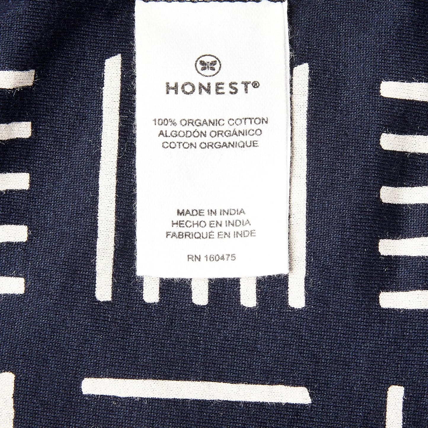 HonestBaby 2-Piece Organic Cotton Printed & Terry Changing Pad Cover Set, Sketchy Square Dark Navy