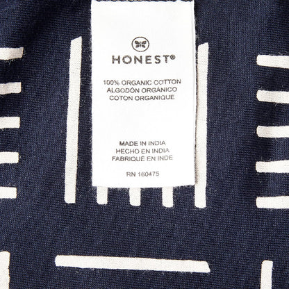 HonestBaby 2-Piece Organic Cotton Printed & Terry Changing Pad Cover Set, Sketchy Square Dark Navy
