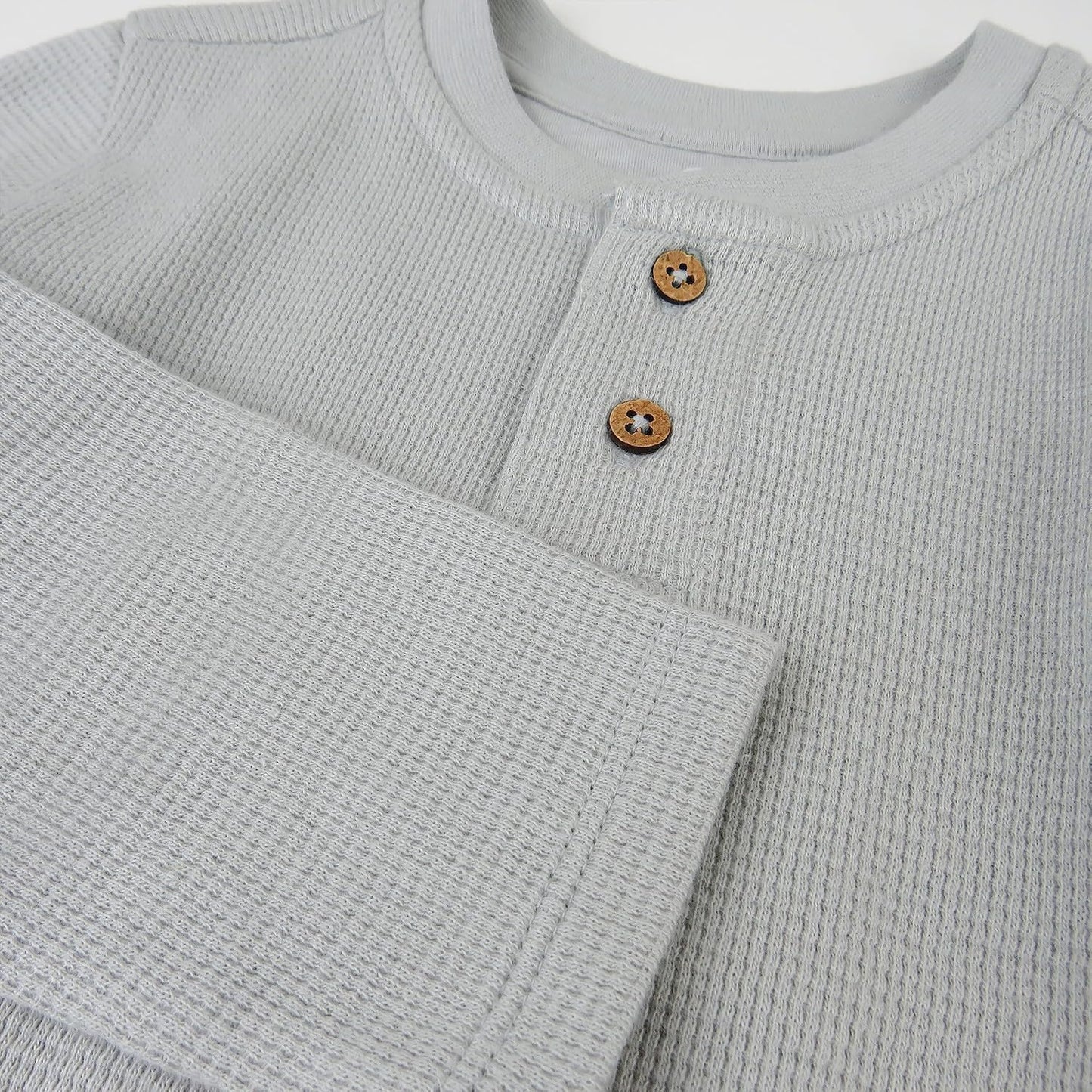 HonestBaby 5-pack Waffle Henley Long Sleeve Shirts 100% Organic Cotton for Infant Baby and Toddler