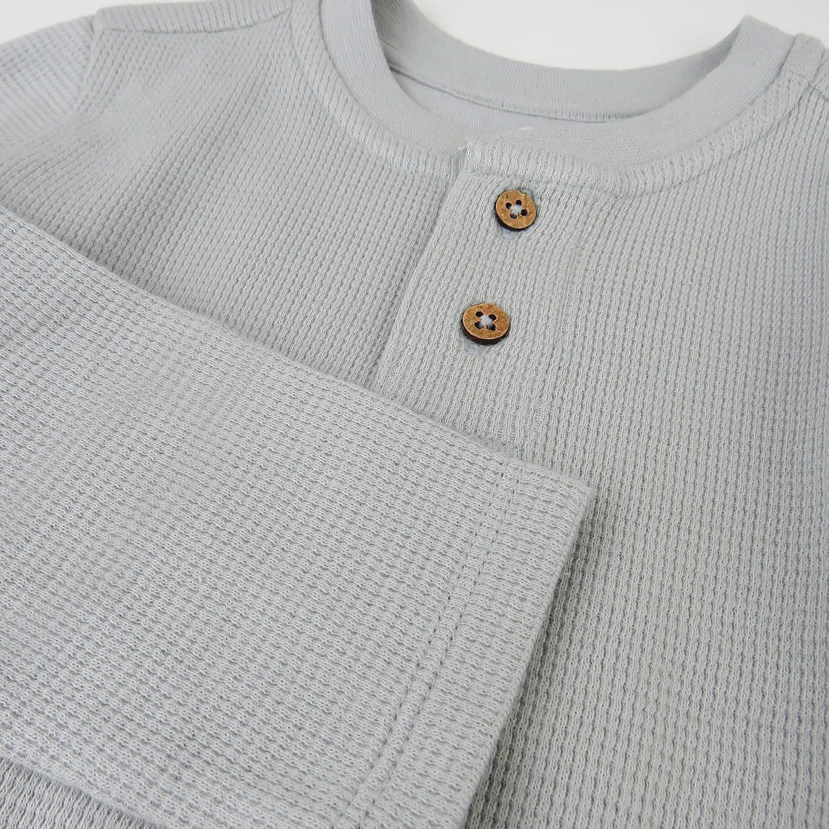 HonestBaby 5-pack Waffle Henley Long Sleeve Shirts 100% Organic Cotton for Infant Baby and Toddler