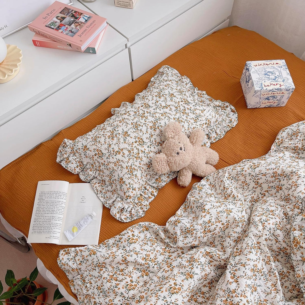 BuLuTu Soft Cotton Muslin Kids Toddler Pillowcases Hibiscus Flowers Pattern, Shabby Chic Floral