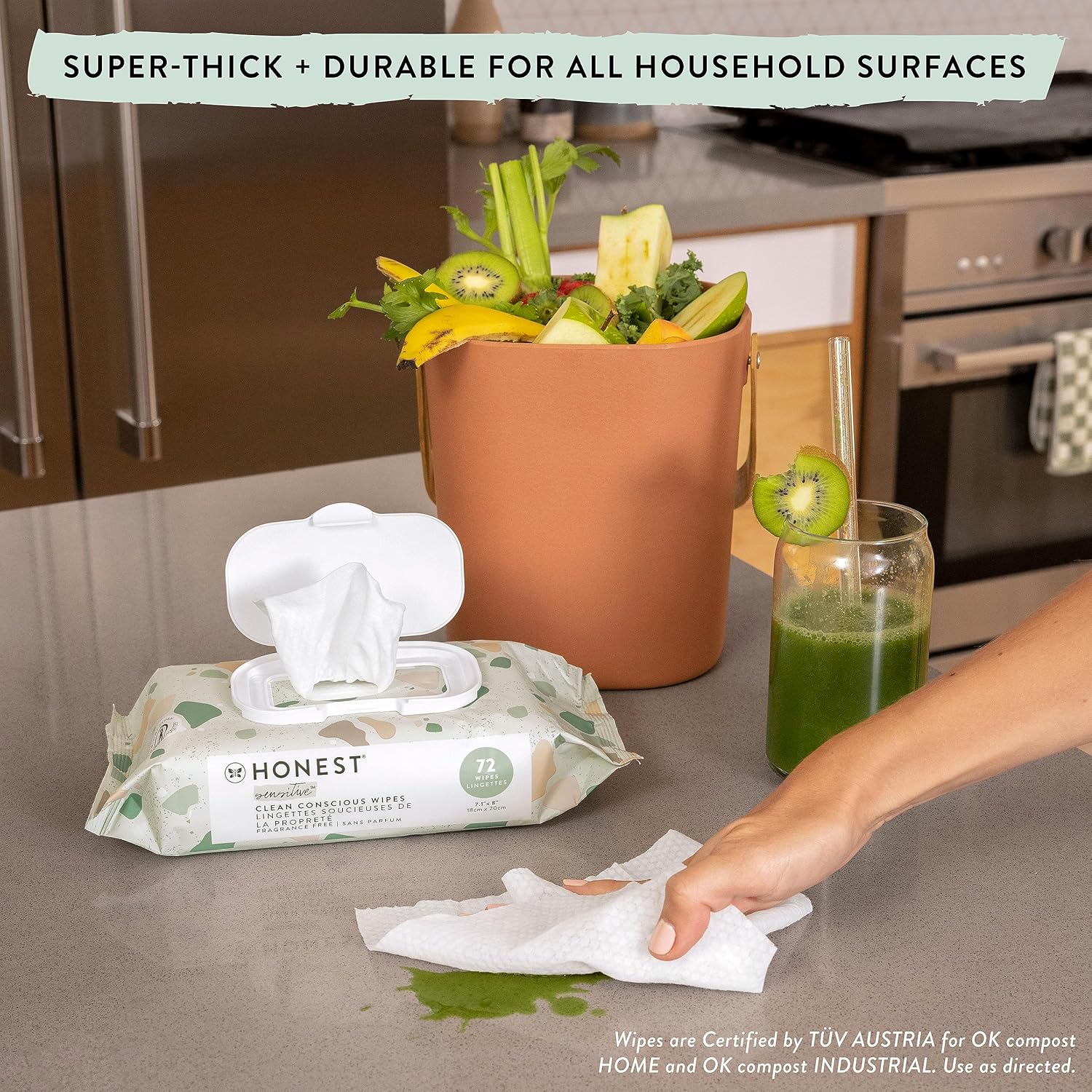 The Honest Company Clean Conscious Multi-Use Wipes | Hypoallergenic + Unscented for Sensitive Skin