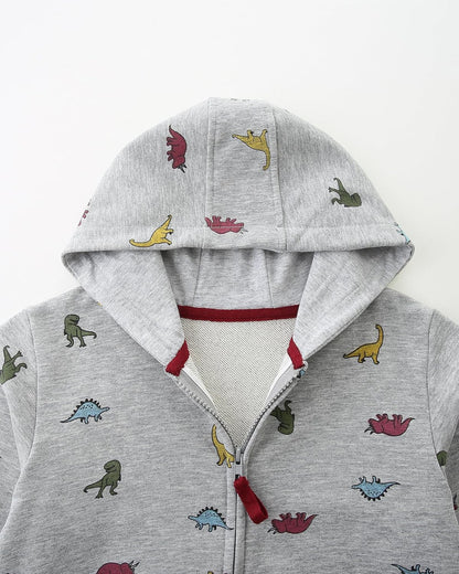 Baby Toddler Boys Dinosaur Hooded Zip Jacket Casual Outerwear Active Sweatshirt